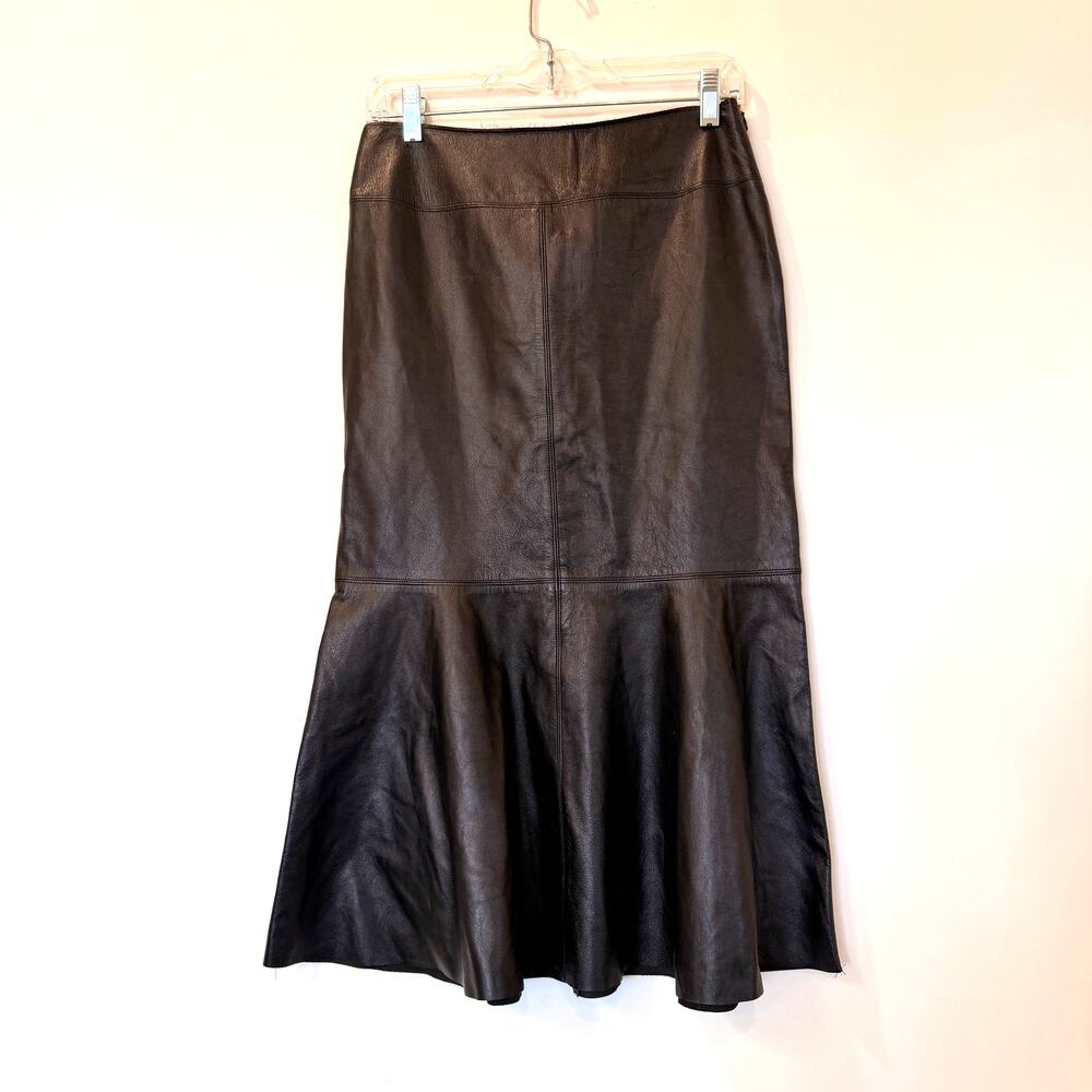 Illia Leather Black Midi Skirt Fit Flare Tulip Zip Black 4 Goth Whimsigoth
